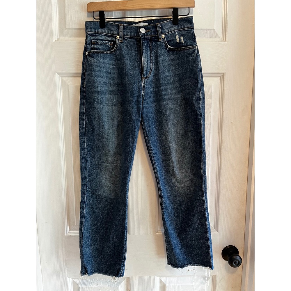 LOFT High Rise Cropped Jeans Distressed Raw Hem Denim Jeans Size 0